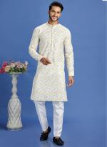 Cotton Yellow Festival Wear Embroidery Work Kurta Pajama